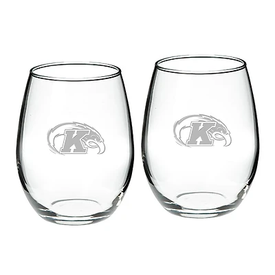 Kent State Golden Flashes 2-Piece 21oz. Stemless Wine Glass Set