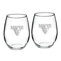 Maine Black Bears 2-Piece 21oz. Stemless Wine Glass Set