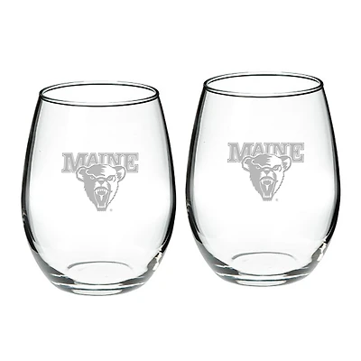 Maine Black Bears 2-Piece 21oz. Stemless Wine Glass Set