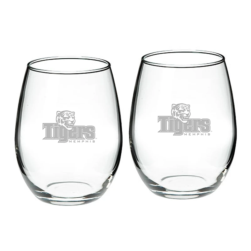 Memphis Tigers 2-Piece 21oz. Stemless Wine Glass Set