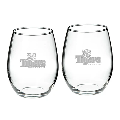 Memphis Tigers 2-Piece 21oz. Stemless Wine Glass Set