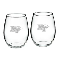 MTSU Blue Raiders 2-Piece 21oz. Stemless Wine Glass Set