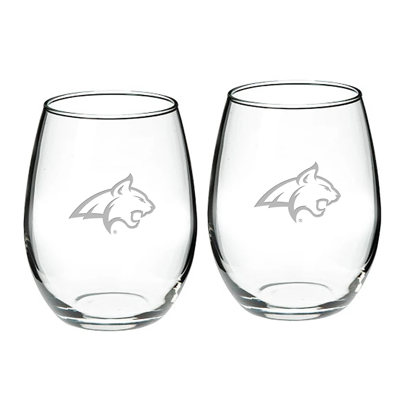 Montana State Bobcats 2-Piece 21oz. Stemless Wine Glass Set