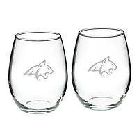Montana State Bobcats 2-Piece 21oz. Stemless Wine Glass Set