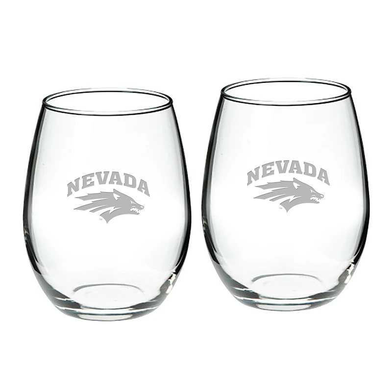 Nevada Wolf Pack 2-Piece 21oz. Stemless Wine Glass Set