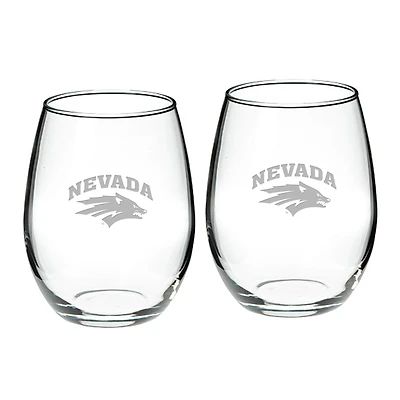 Nevada Wolf Pack 2-Piece 21oz. Stemless Wine Glass Set