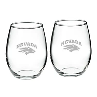 Nevada Wolf Pack 2-Piece 21oz. Stemless Wine Glass Set