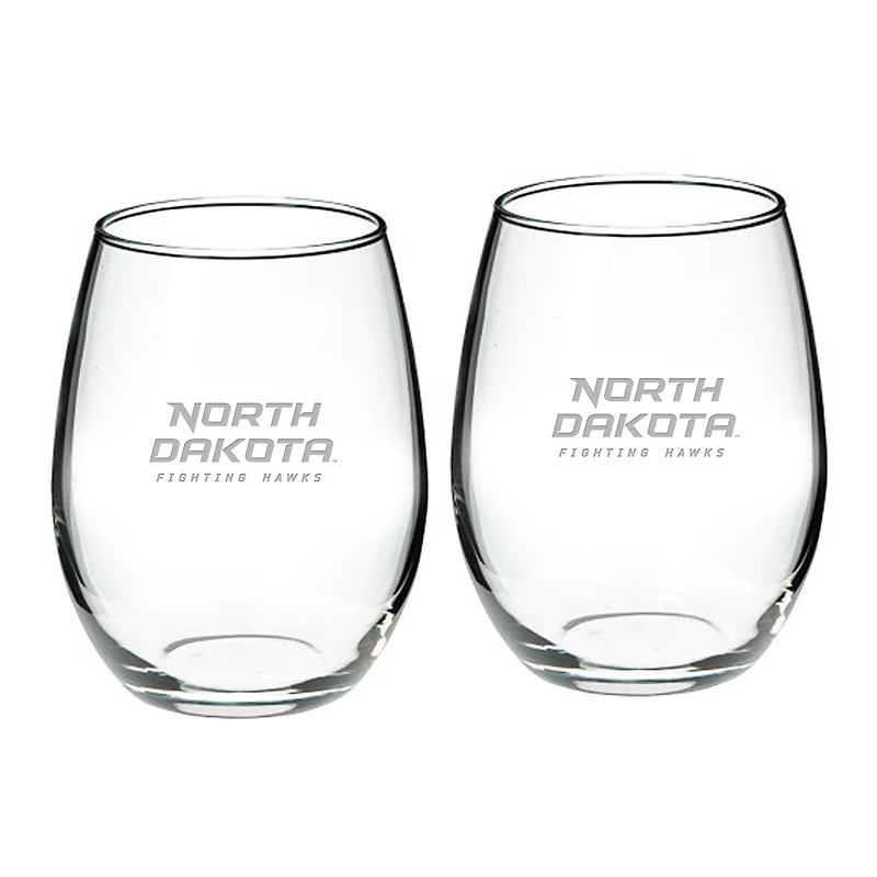 North Dakota 2-Piece 21oz. Stemless Wine Glass Set