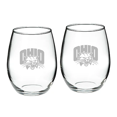 Ohio Bobcats 2-Piece 21oz. Stemless Wine Glass Set