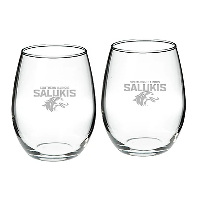 Southern Illinois Salukis 2-Piece 21oz. Stemless Wine Glass Set
