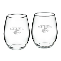 Southern Illinois Salukis 2-Piece 21oz. Stemless Wine Glass Set