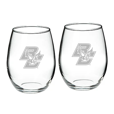 Boston College Eagles 2-Piece 21oz. Stemless Wine Glass Set