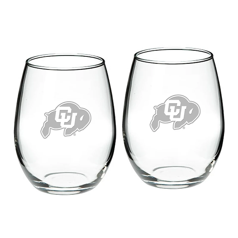 Colorado Buffaloes 2-Piece 21oz. Stemless Wine Glass Set