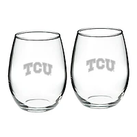 TCU Horned Frogs 2-Piece 21oz. Stemless Wine Glass Set