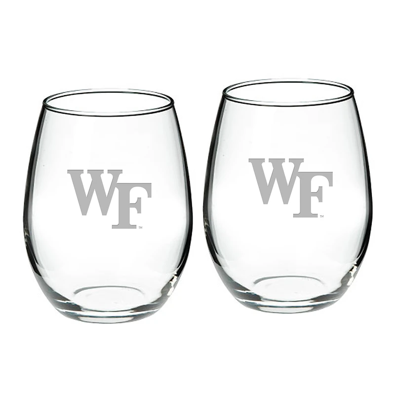 Wake Forest Demon Deacons 2-Piece 21oz. Stemless Wine Glass Set