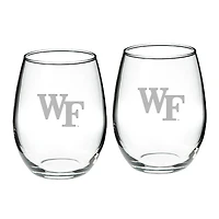Wake Forest Demon Deacons 2-Piece 21oz. Stemless Wine Glass Set