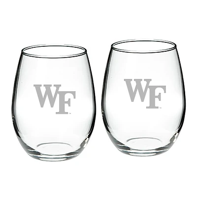 Wake Forest Demon Deacons 2-Piece 21oz. Stemless Wine Glass Set