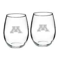 Minnesota Golden Gophers 2-Piece 21oz. Stemless Wine Glass Set