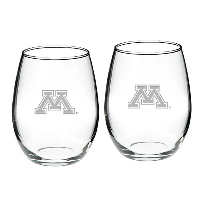 Minnesota Golden Gophers 2-Piece 21oz. Stemless Wine Glass Set