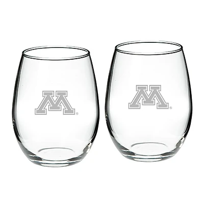 Minnesota Golden Gophers 2-Piece 21oz. Stemless Wine Glass Set