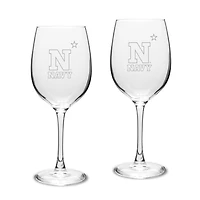 Navy Midshipmen 2-Piece 16oz. Traditional White Wine Glass Set