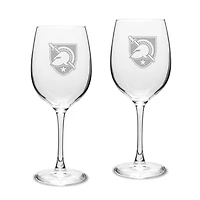 Army Black Knights 2-Piece 16oz. Traditional White Wine Glass Set