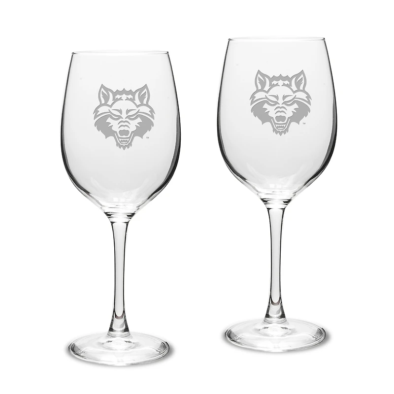 Arkansas State Red Wolves 2-Piece 16oz. Traditional White Wine Glass Set