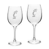 Cincinnati Bearcats 2-Piece 16oz. Traditional White Wine Glass Set