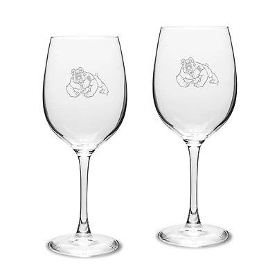 Fresno State Bulldogs 2-Piece 16oz. Traditional White Wine Glass Set