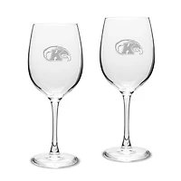 Kent State Golden Flashes 2-Piece 16oz. Traditional White Wine Glass Set