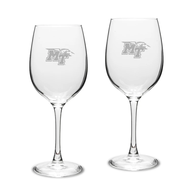 MTSU Blue Raiders 2-Piece 16oz. Traditional White Wine Glass Set