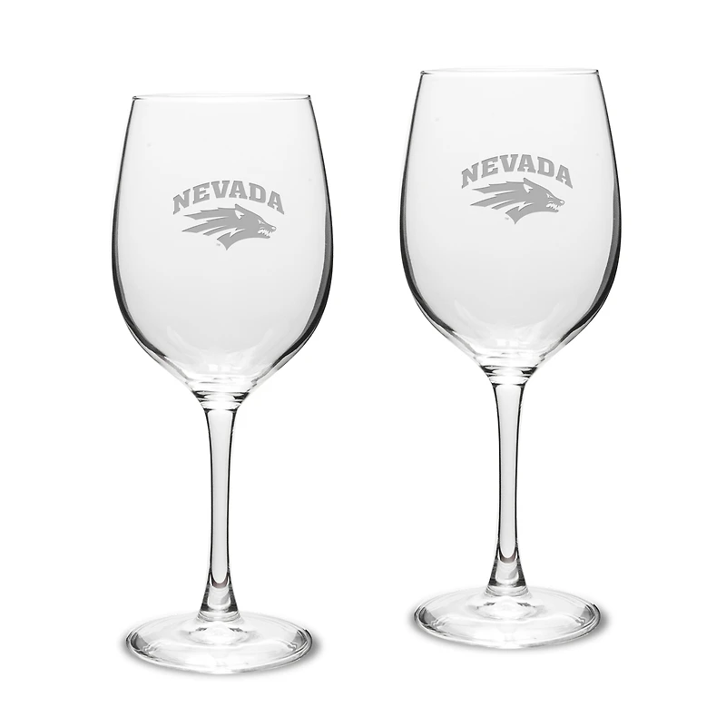 Nevada Wolf Pack 2-Piece 16oz. Traditional White Wine Glass Set