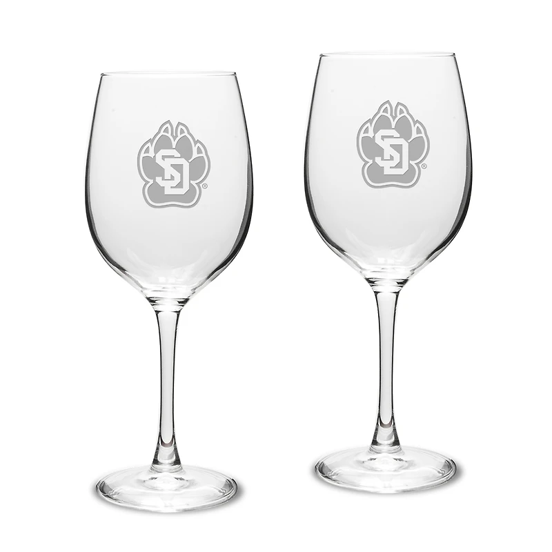 South Dakota Coyotes 2-Piece 16oz. Traditional White Wine Glass Set