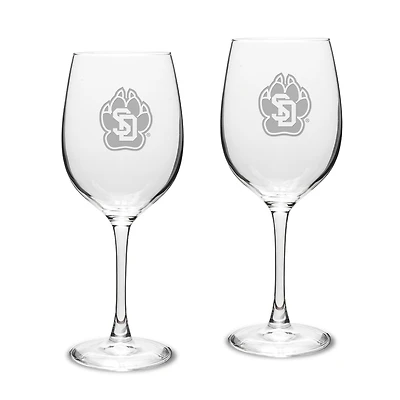 South Dakota Coyotes 2-Piece 16oz. Traditional White Wine Glass Set