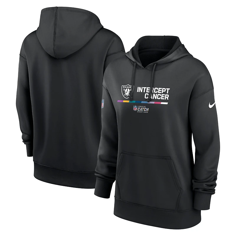 Women's Nike Black Las Vegas Raiders NFL Crucial Catch Therma Performance Pullover Hoodie