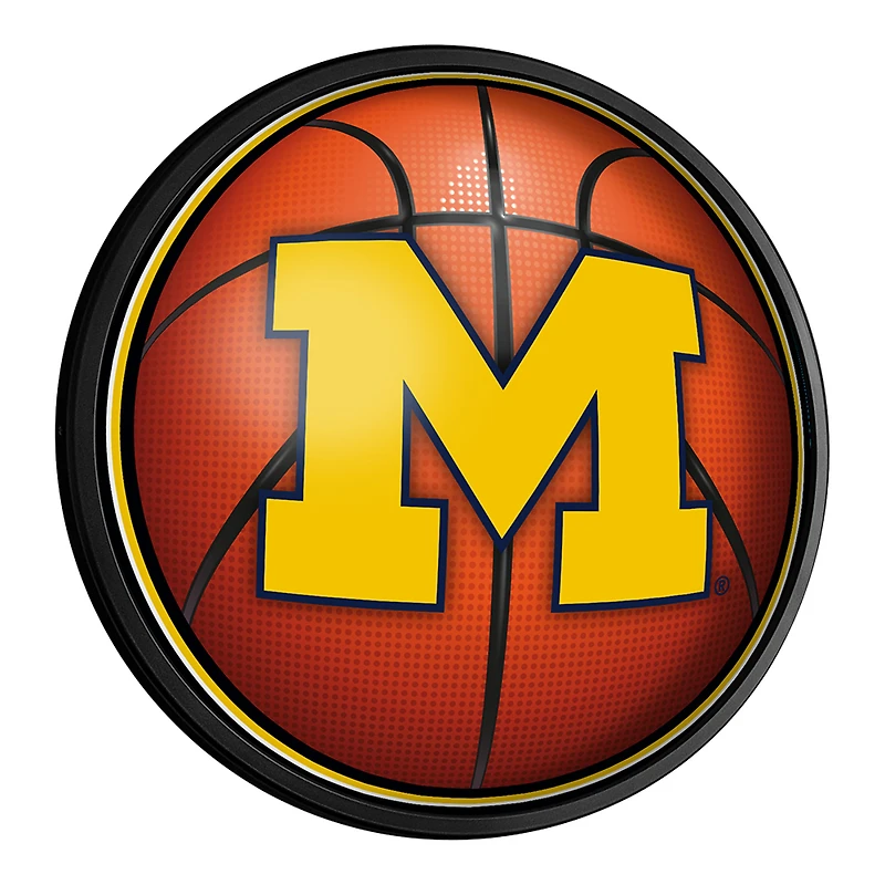 Michigan Wolverines Basketball 18'' Round Slimline Illuminated Wall Sign