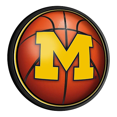 Michigan Wolverines Basketball 18'' Round Slimline Illuminated Wall Sign