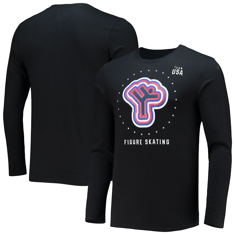 Men's Fanatics Black Team USA Figure Skating Long Sleeve T-Shirt