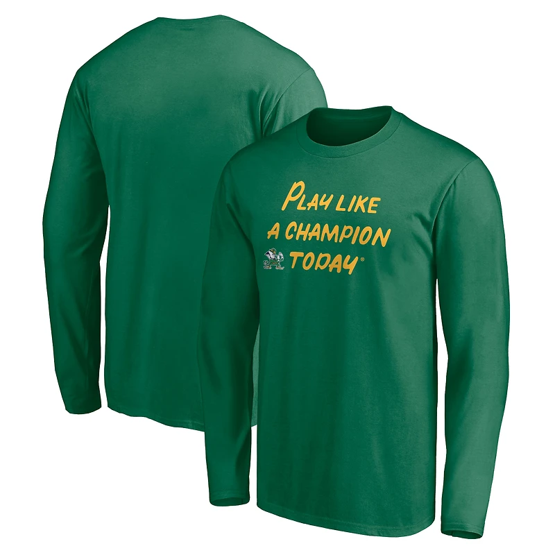 Men's Green Notre Dame Fighting Irish Play Like A Champion Today Leprechaun Long Sleeve T-Shirt