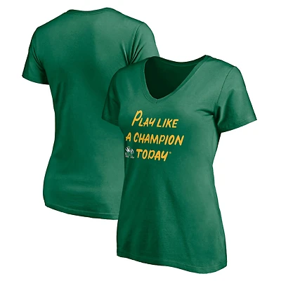 Women's Green Notre Dame Fighting Irish Play Like A Champion Today Leprechaun V-Neck T-Shirt