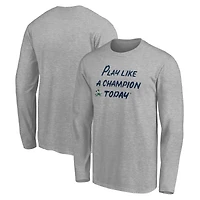Men's Heathered Gray Notre Dame Fighting Irish Play Like A Champion Today Leprechaun Long Sleeve T-Shirt
