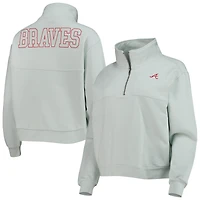 Women's The Wild Collective Light Blue Atlanta Braves Two-Hit Quarter-Zip Pullover Top