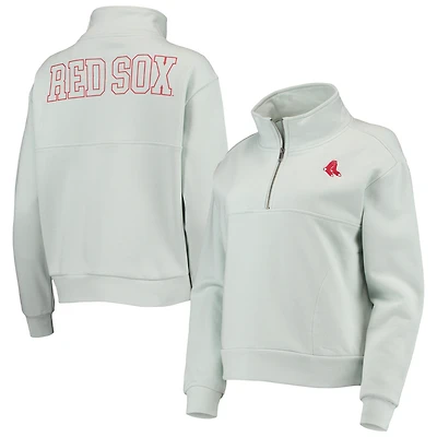 Women's The Wild Collective Light Blue Boston Red Sox Two-Hit Quarter-Zip Pullover Top