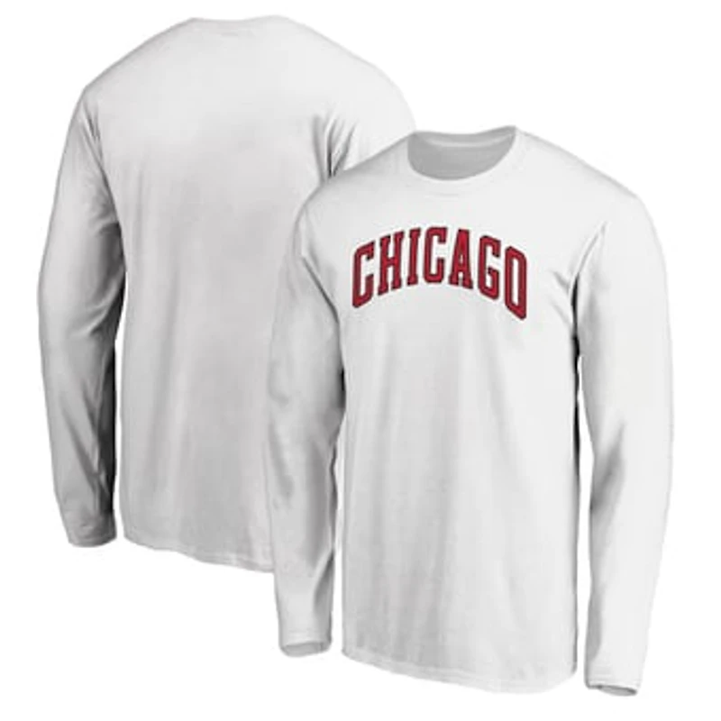 Men's White Chicago Bulls Alternate Team Logo Long Sleeve T-Shirt