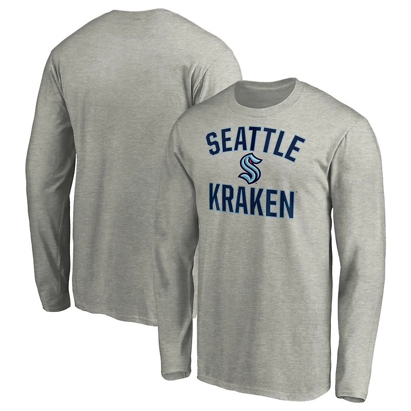 Men's Heathered Gray Seattle Kraken Victory Arch Long Sleeve T-Shirt