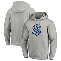 Men's Heathered Gray Seattle Kraken Primary Logo Pullover Hoodie
