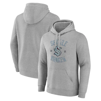 Men's Heathered Gray Seattle Kraken Heritage Pullover Hoodie