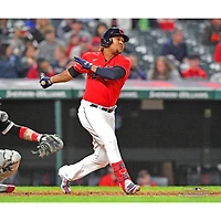 Jose Ramirez Cleveland Indians Unsigned RBI Single Hit Photograph
