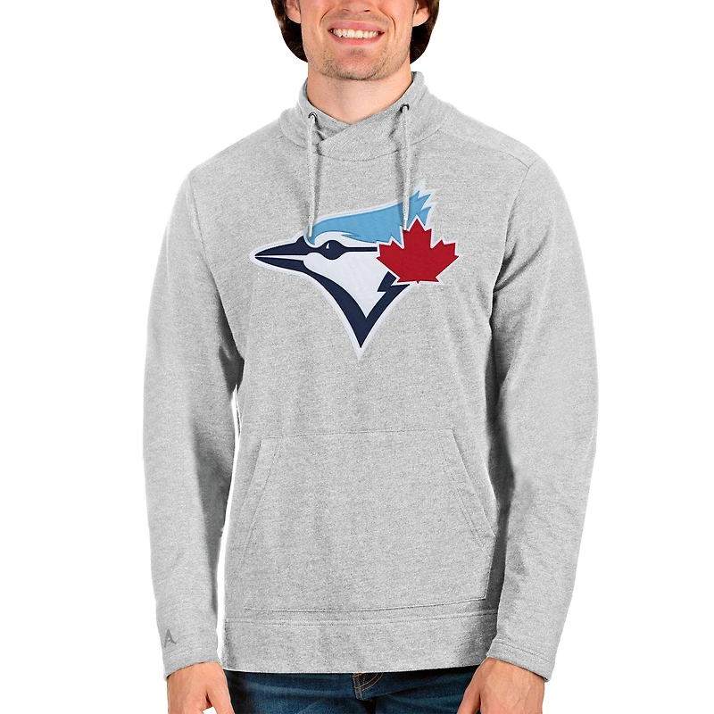 Men's Antigua Heathered Gray Toronto Blue Jays Reward Pullover Sweatshirt