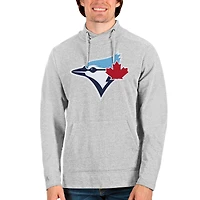 Men's Antigua Heathered Gray Toronto Blue Jays Reward Pullover Sweatshirt